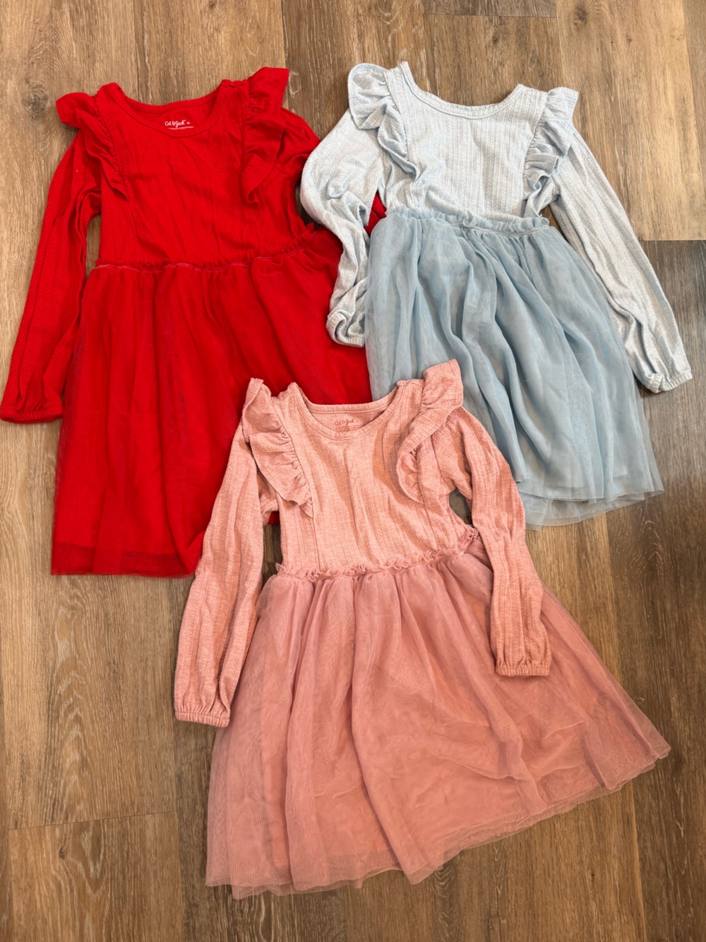 5T Lot of Cat and Jack Long-Sleeve Ruffle Tulle Dresses